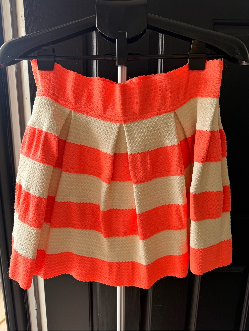 Striped Coral and Cream Pleated Skirt ~ Size Large